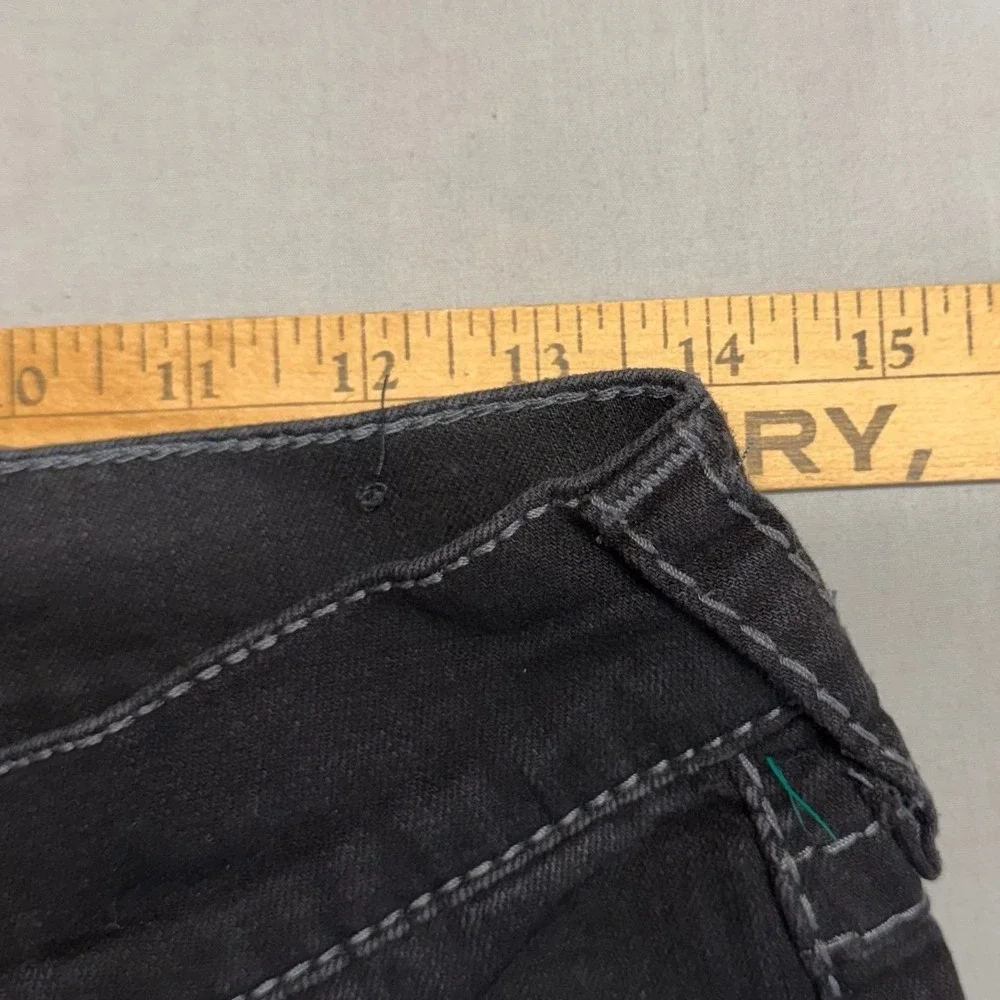 True Religion Ricky Relaxed Straight Black Jeans Contrast Stitch Size 29 Mens